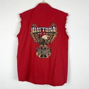 VTG 2007 Biketoberfest Sleeveless Shirt Sz M Vest Daytona Beach Frayed Biker USA